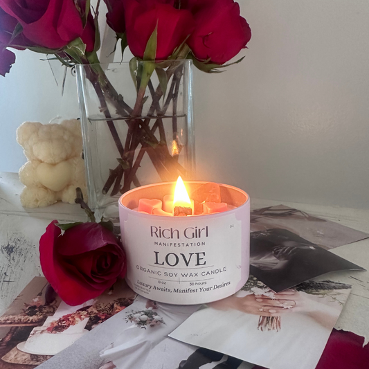 Manifest Love 8oz Soy Wax Crystal Candle